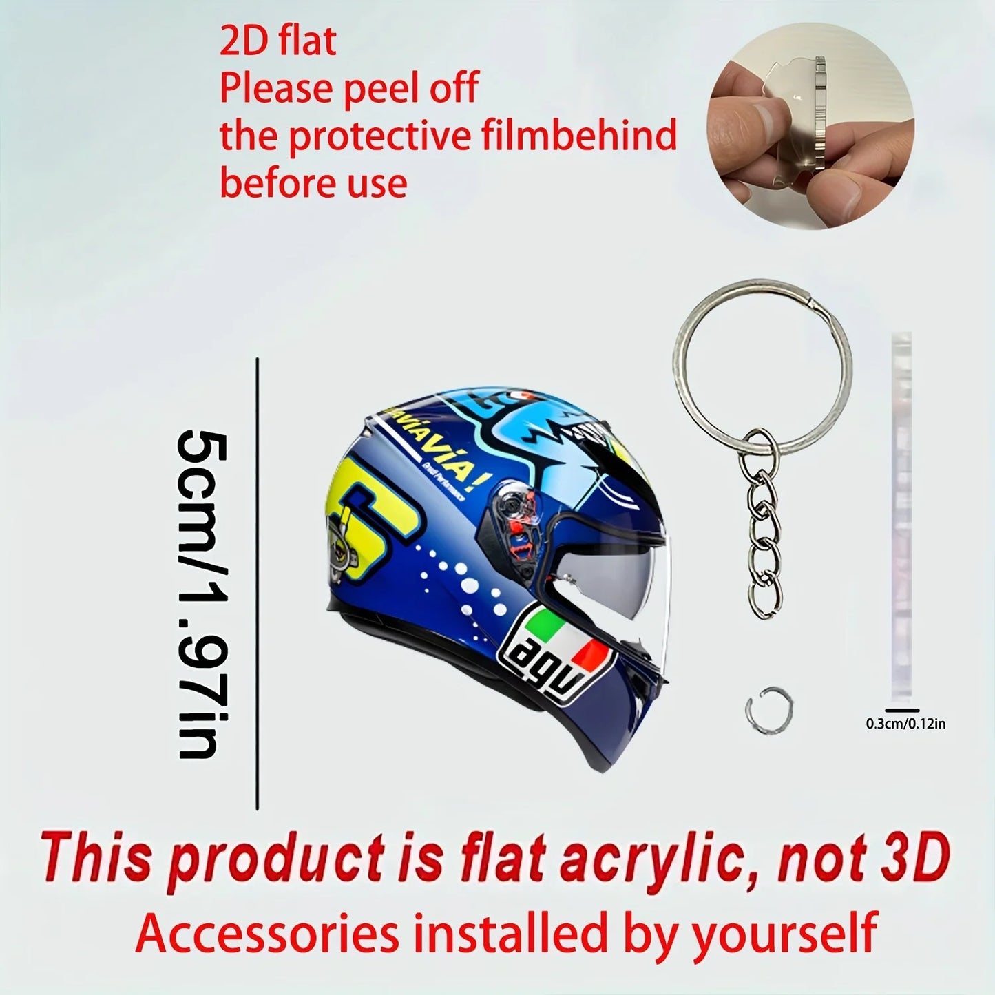 Chaveiro de Capacete de Moto 2D em Acrílico