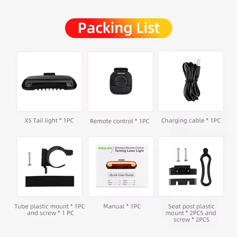 Luz Traseira de Bicicleta MEILAN X5