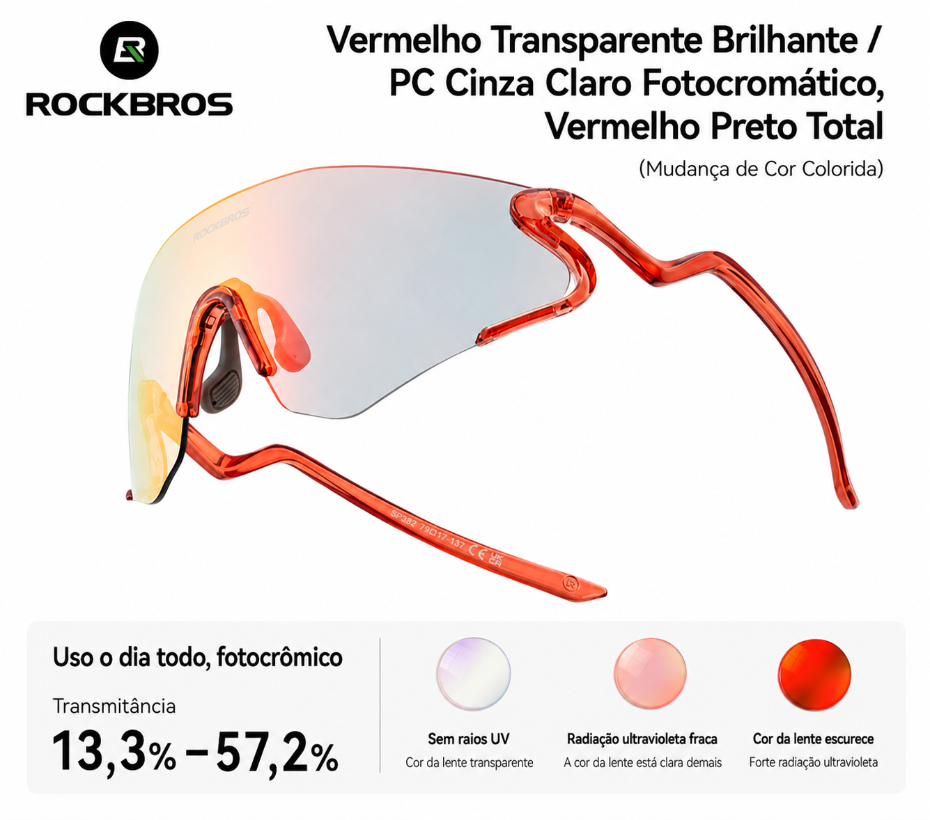 Óculos de Ciclismo Fotocromático ROCKBROS