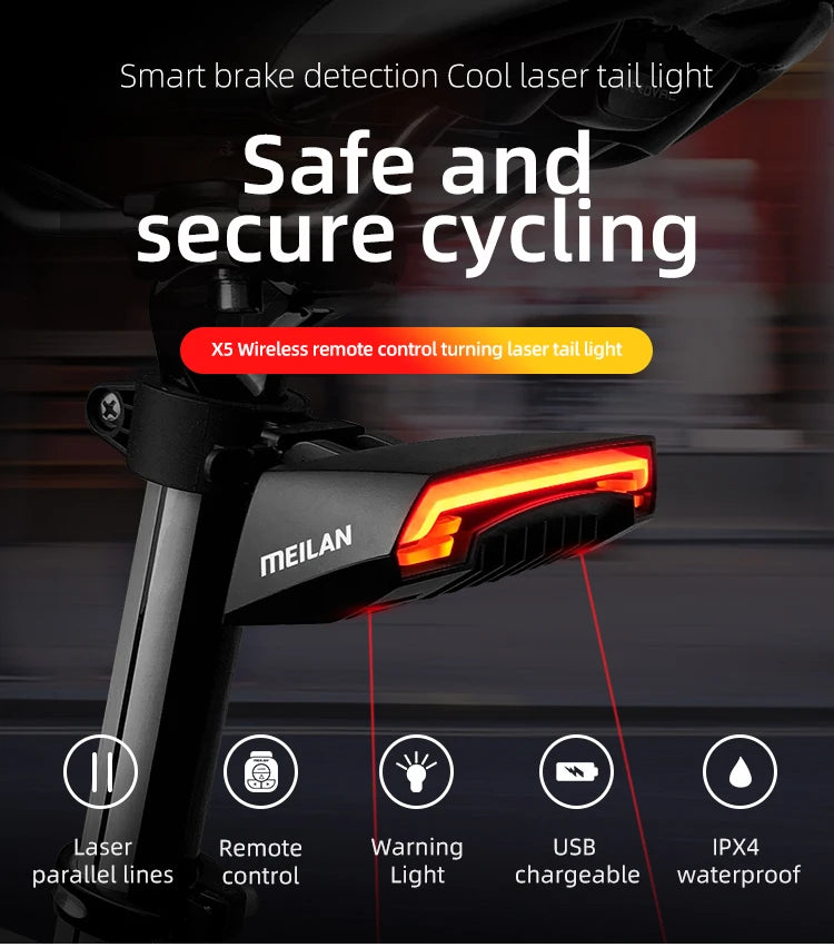 Lanterna Traseira Inteligente Meilan X5 com Controle Remoto