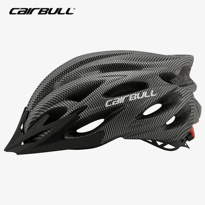 Cycling helmet with LED light and visor.