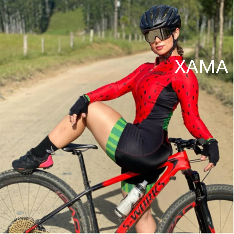Conjunto de Ciclismo Feminino XAMA Monkey Manga Longa