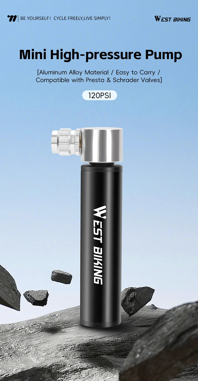 Mini Bomba de Ar Portátil WEST BIKING 120 PSI