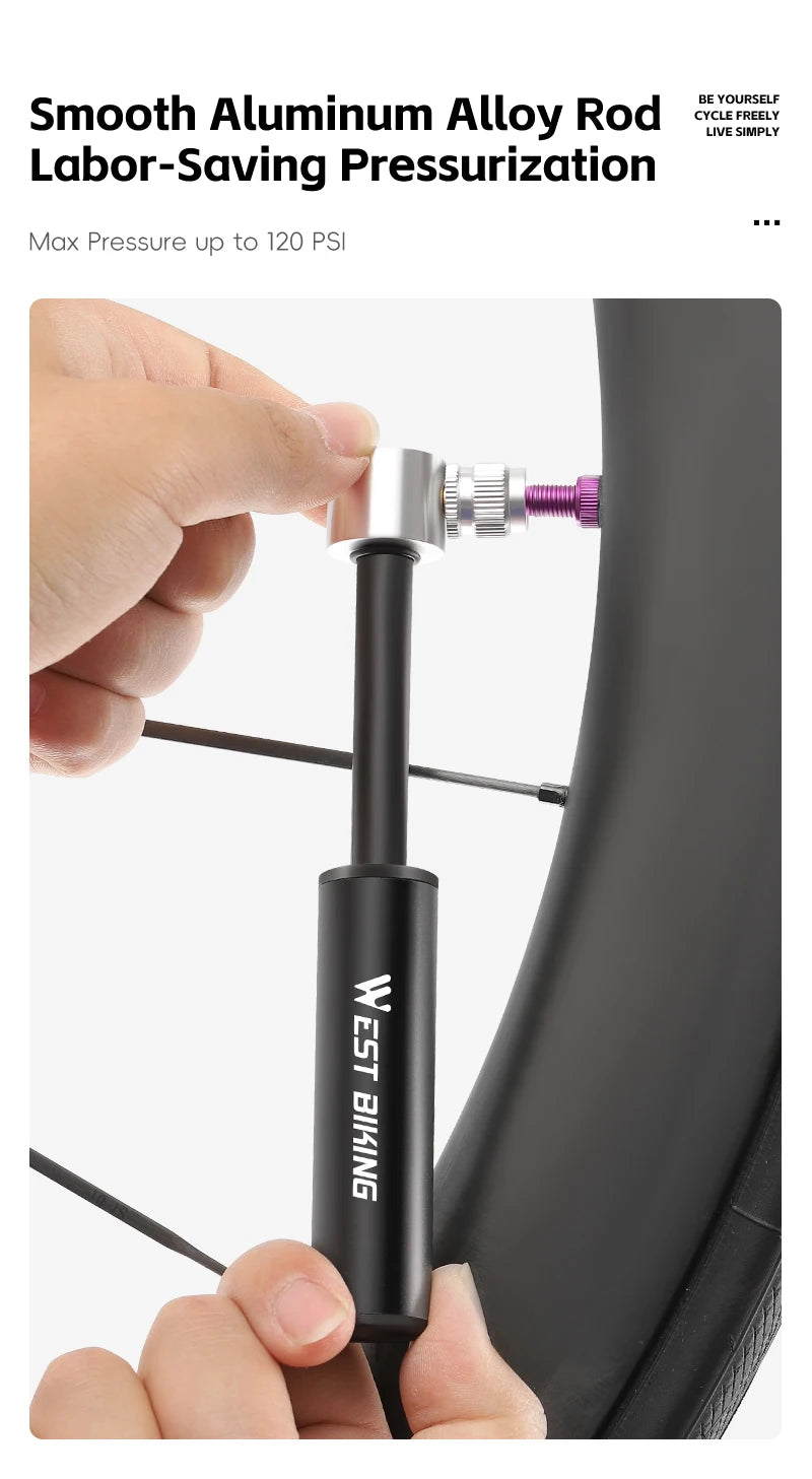 Mini Bomba de Ar Portátil WEST BIKING 120 PSI