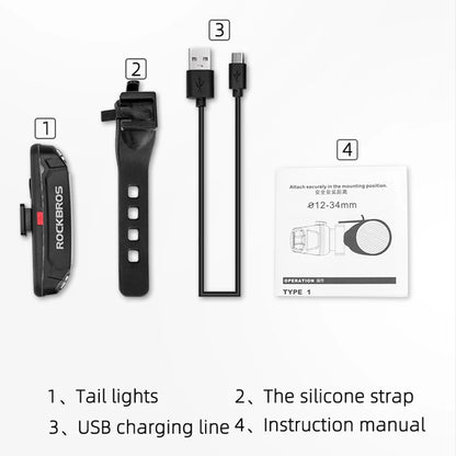 Lanterna Traseira de Bicicleta LED ROCKBROS Recarregável USB