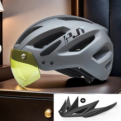 PJT Cycling Helmet with Rechargeable LED and Sun Visor
