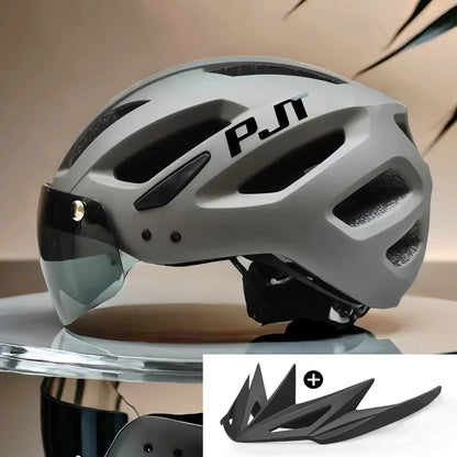 PJT Cycling Helmet with Rechargeable LED and Sun Visor