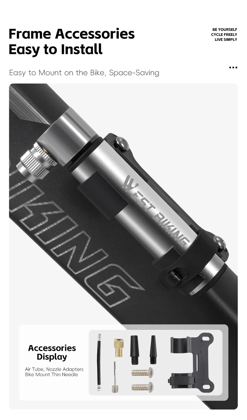 Mini Bomba de Ar Portátil WEST BIKING 120 PSI