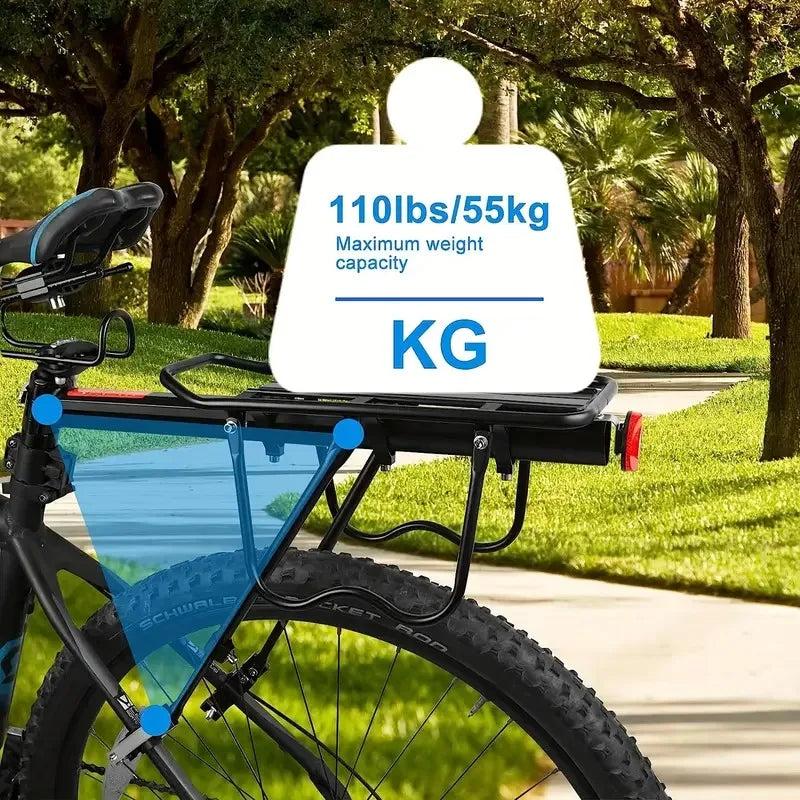 Bagageiro de Bicicleta Alumínio Ajustável 26-29” com Refletor