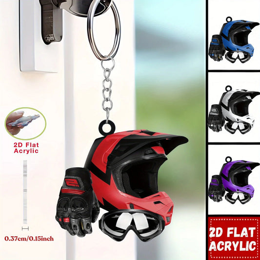 2D Acrylic Motorcycle Helmet Keychain