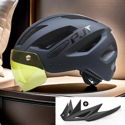 PJT Cycling Helmet with Rechargeable LED and Sun Visor