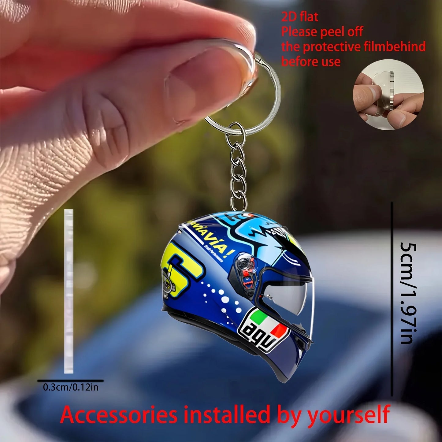 Chaveiro de Capacete de Moto 2D em Acrílico