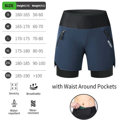 WOSAWE Men's Cycling Shorts 2 in 1