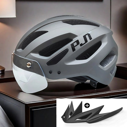PJT Cycling Helmet with Rechargeable LED and Sun Visor