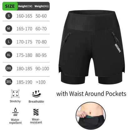 WOSAWE Men's Cycling Shorts 2 in 1