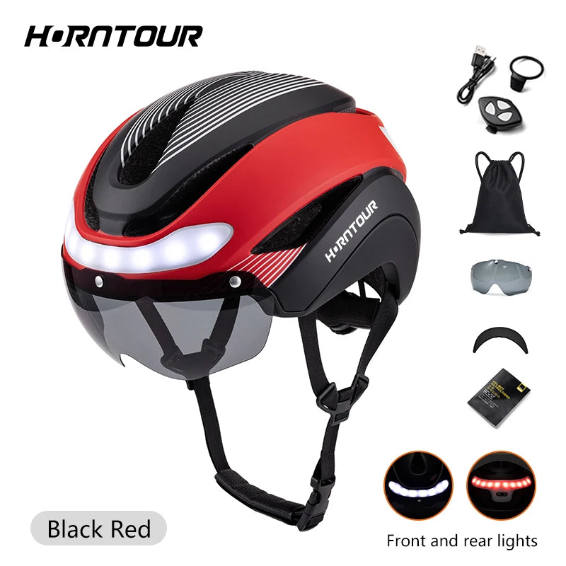 Capacete de Ciclismo Horntour com Luz LED