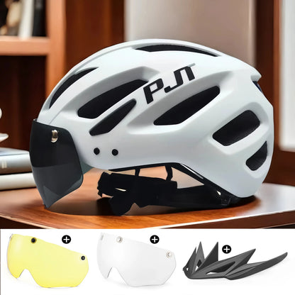 PJT Cycling Helmet with Rechargeable LED and Sun Visor