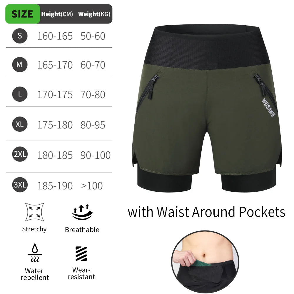 WOSAWE Men's Cycling Shorts 2 in 1