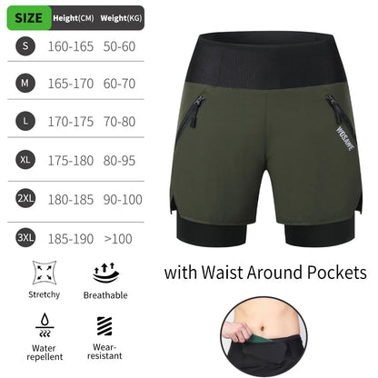 WOSAWE Men's Cycling Shorts 2 in 1