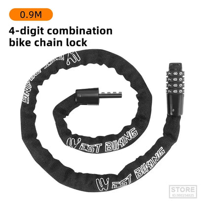 Cadeado de Corrente WEST BIKING com Código de Combinação