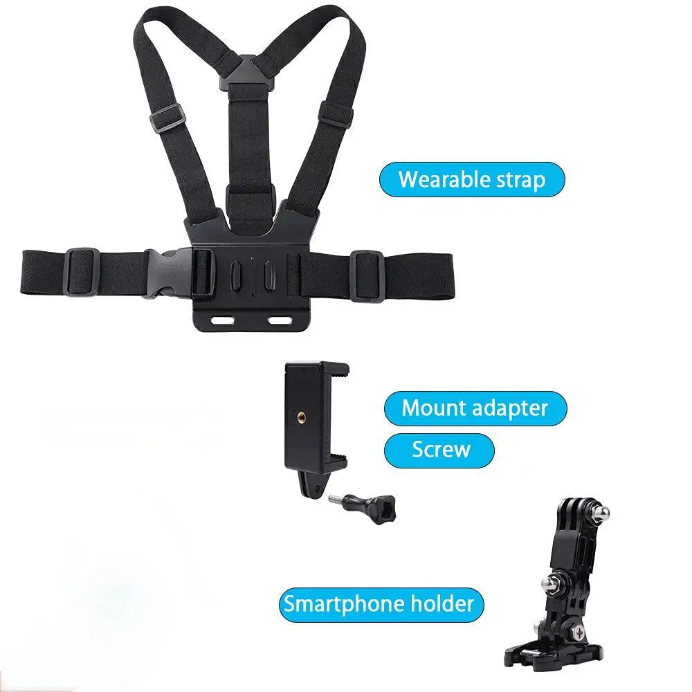 Suporte Peitoral Celular – Cinta Antideslizante, Rotação 360° para Gravação
