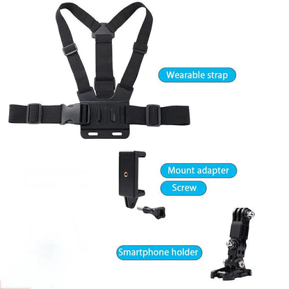 Suporte Peitoral Celular – Cinta Antideslizante, Rotação 360° para Gravação