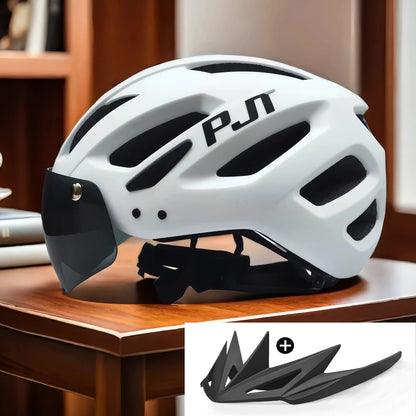 PJT Cycling Helmet with Rechargeable LED and Sun Visor