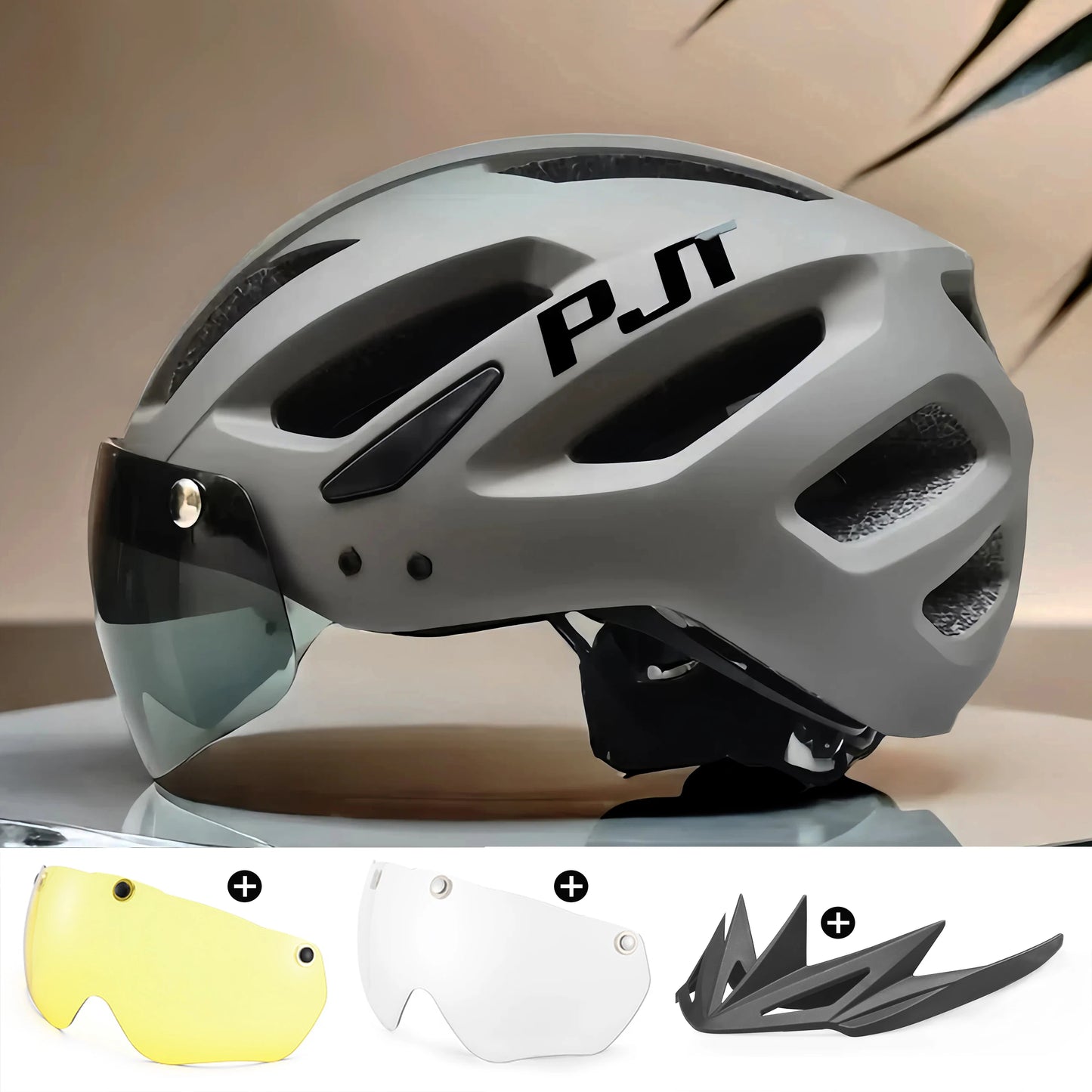 PJT Cycling Helmet with Rechargeable LED and Sun Visor