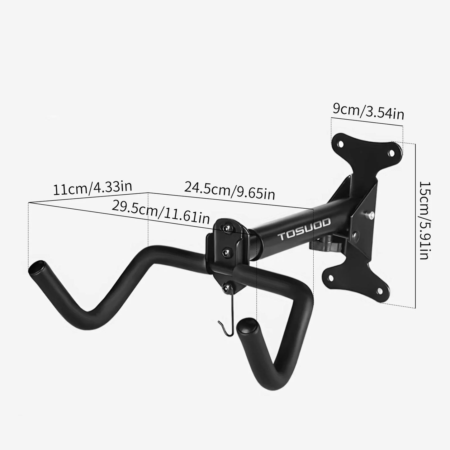 Suporte de Parede para Bicicleta TOSUOD Ajustável em Aço Carbono