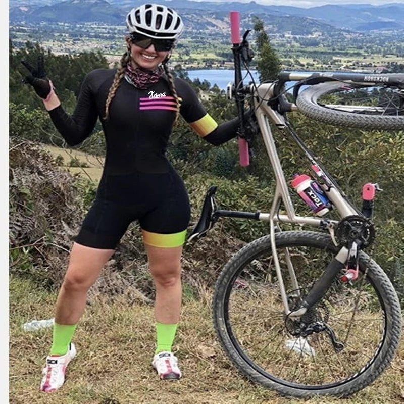 Conjunto de Ciclismo Feminino XAMA Monkey Manga Longa