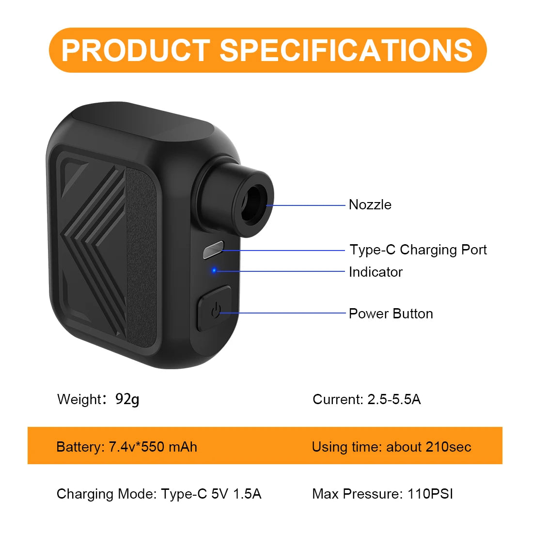 Mini Bomba de Ar Recarregável U1Pro