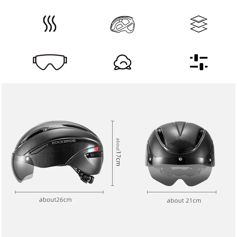 ROCKBROS Cycling Helmet with LED Light