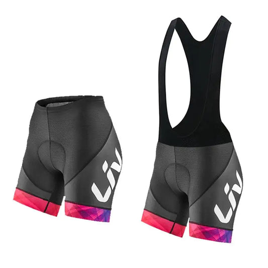 Short e Bretelle de Ciclismo Feminino LIV com Forro em Gel