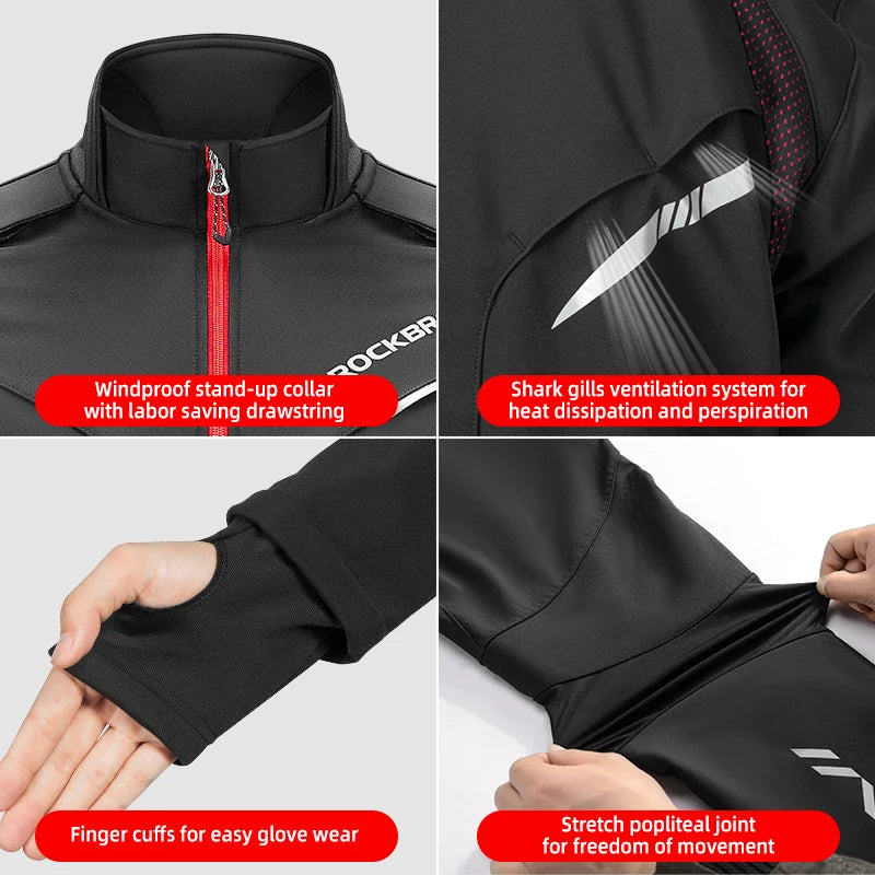 Jaqueta de Ciclismo Inverno ROCKBROS Térmica com Fleece