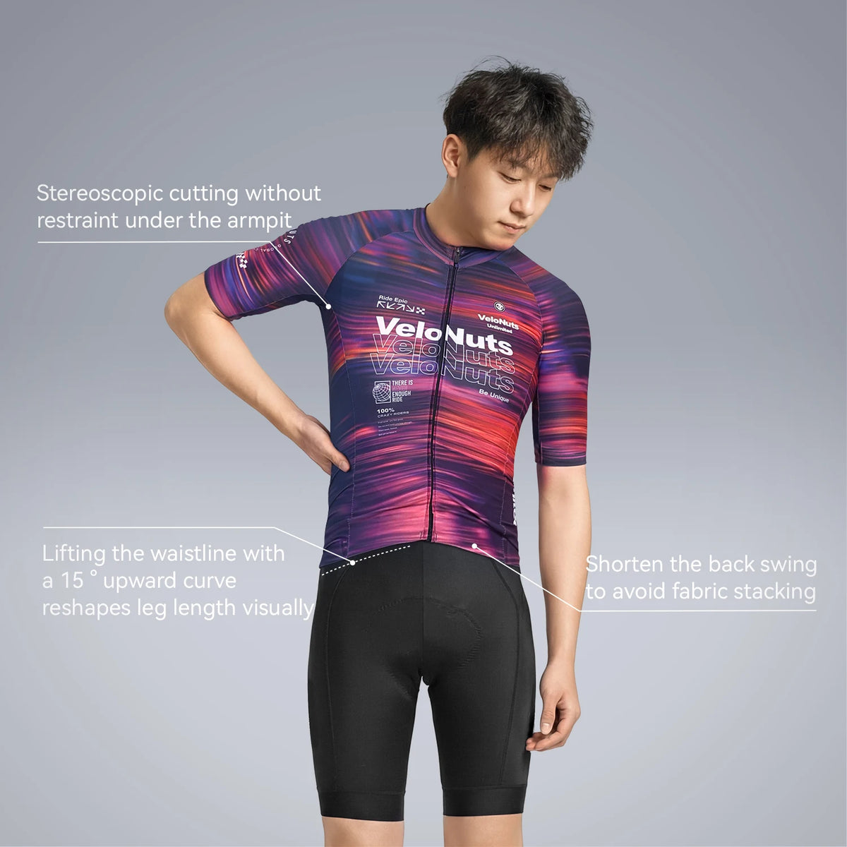Camisa de Ciclismo Masculina VELONUTS Slim Fit
