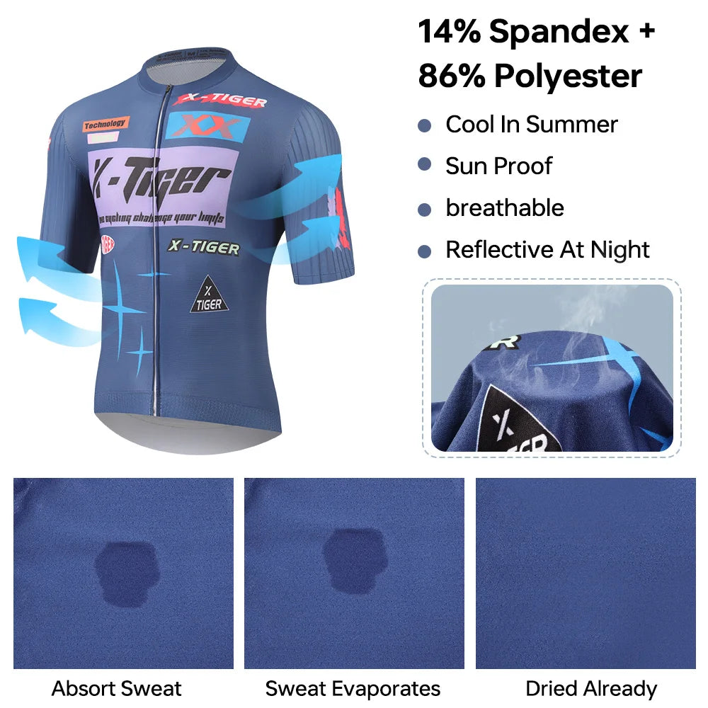 Jersey Ciclismo Masculina X-TIGER Manga Curta