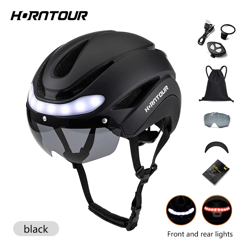 Capacete de Ciclismo Horntour com Luz LED
