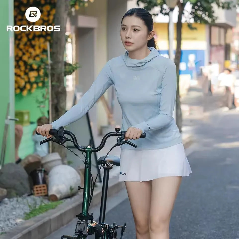 Camisa de Ciclismo Feminina ROCKBROS com Capuz