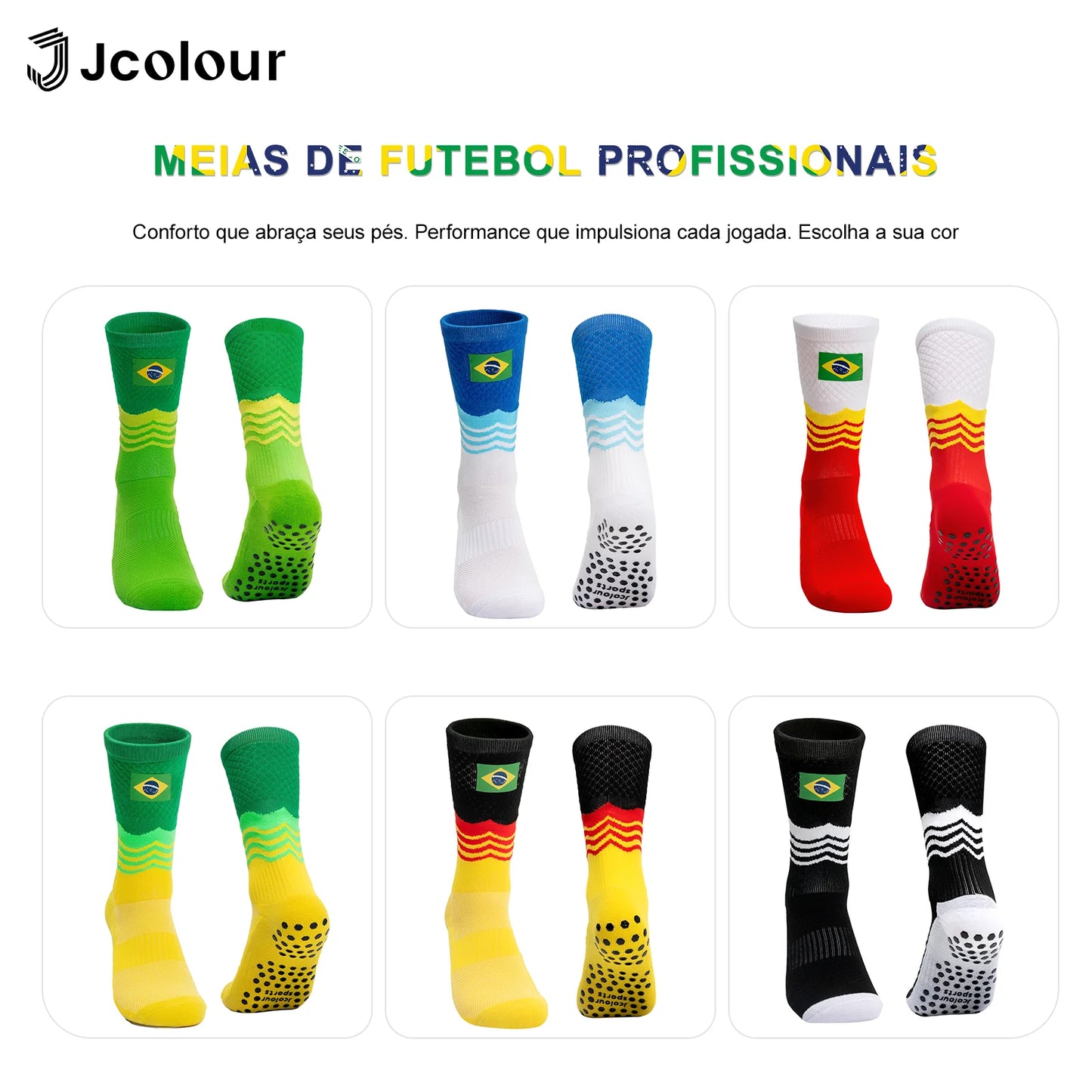 Meia Antiderrapante Jcolour Bandeira do Brasil