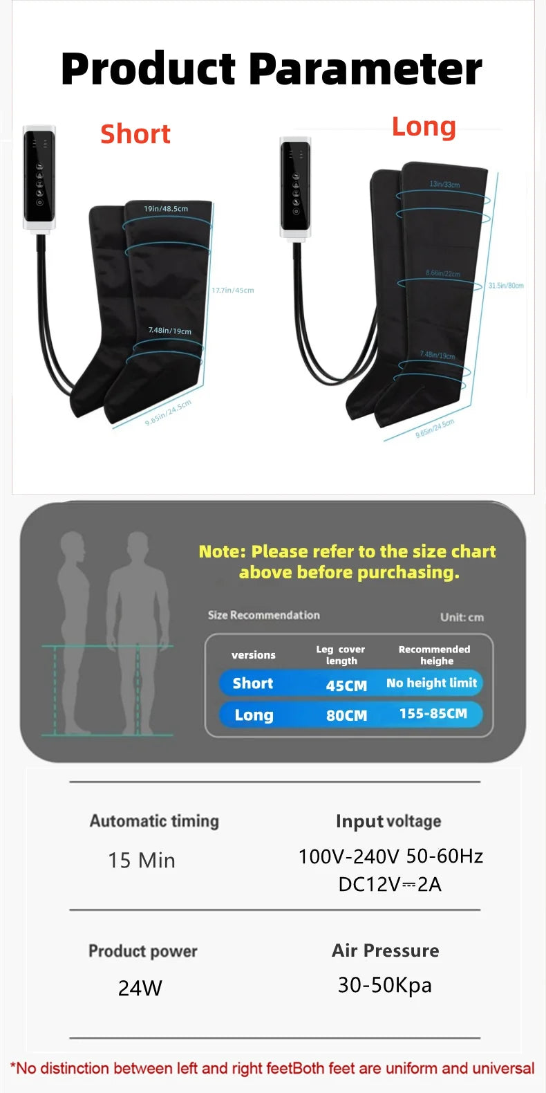 Botas Massageadoras de Compressão de Ar para Pernas e Pés