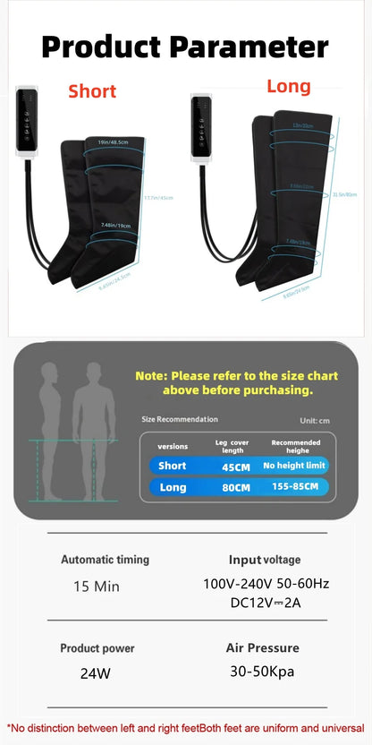 Botas Massageadoras de Compressão de Ar para Pernas e Pés
