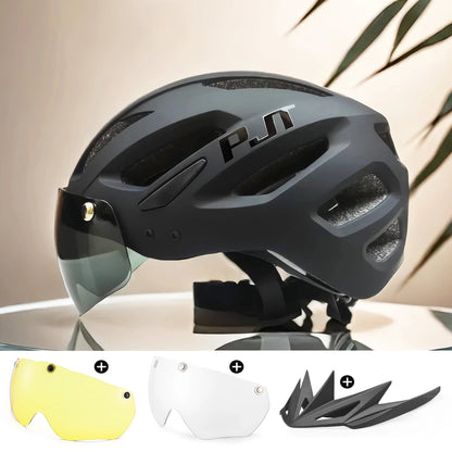 PJT Cycling Helmet with Rechargeable LED and Sun Visor