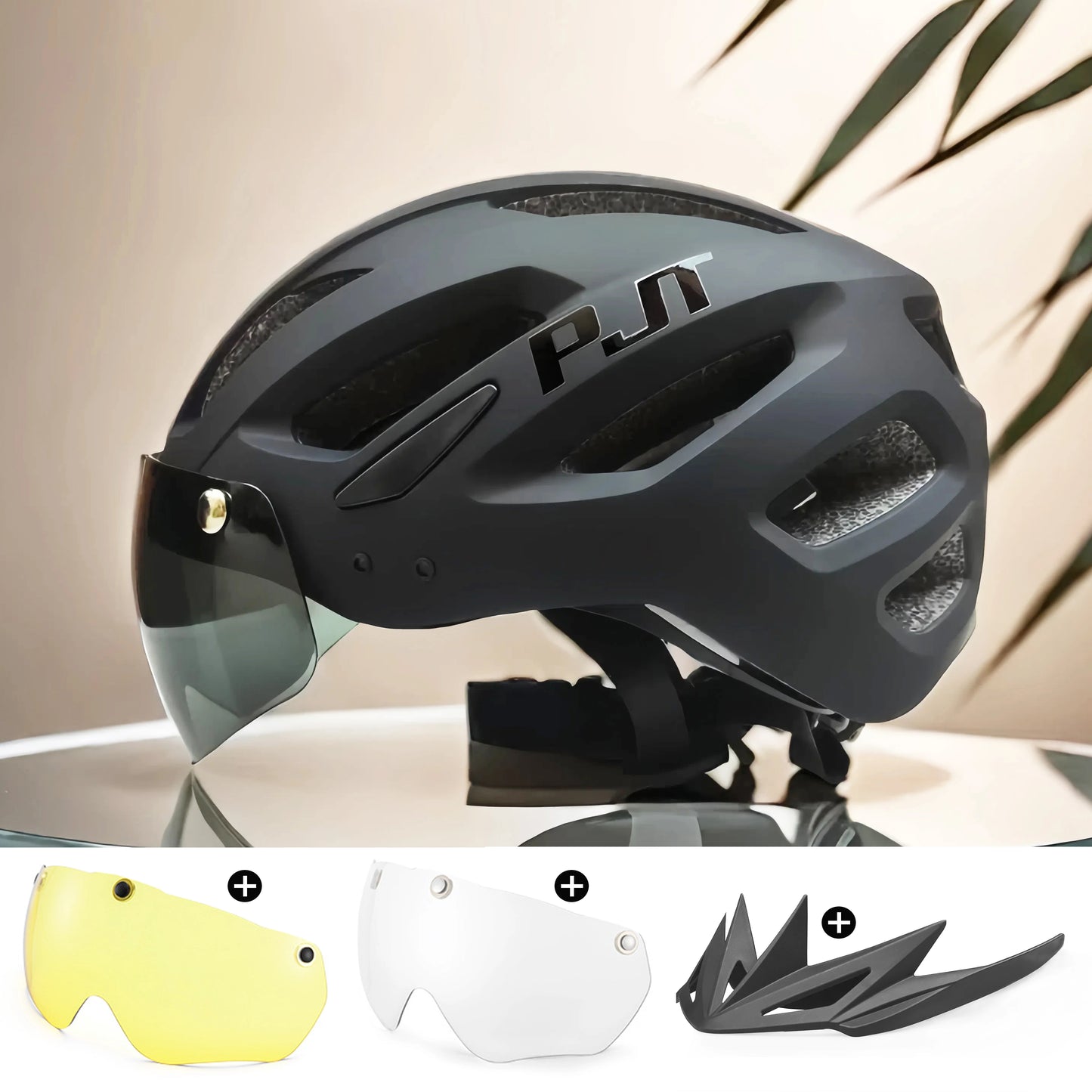 PJT Cycling Helmet with Rechargeable LED and Sun Visor