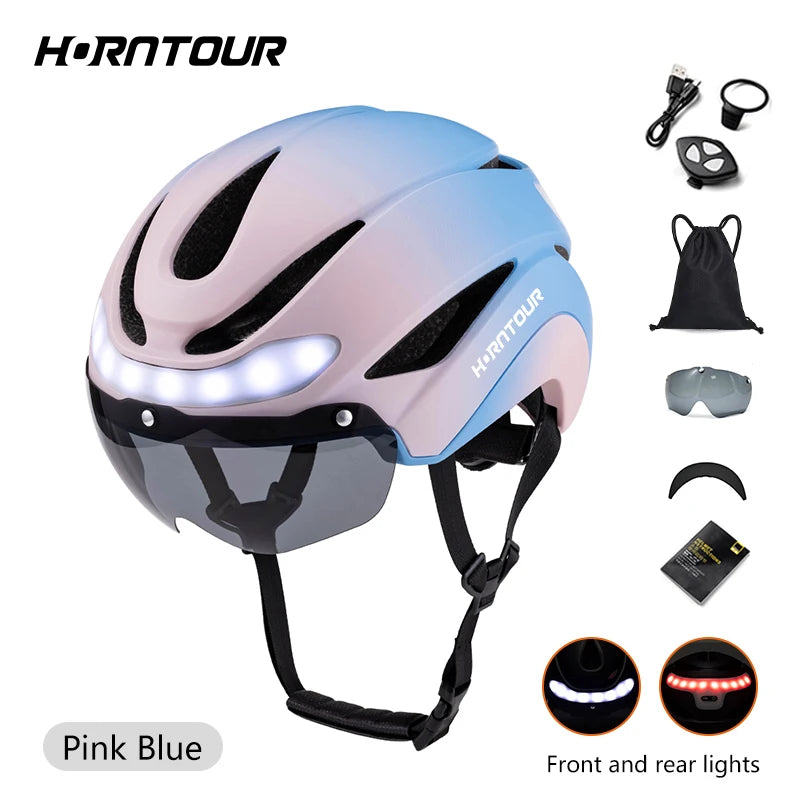 Capacete de Ciclismo Horntour com Luz LED